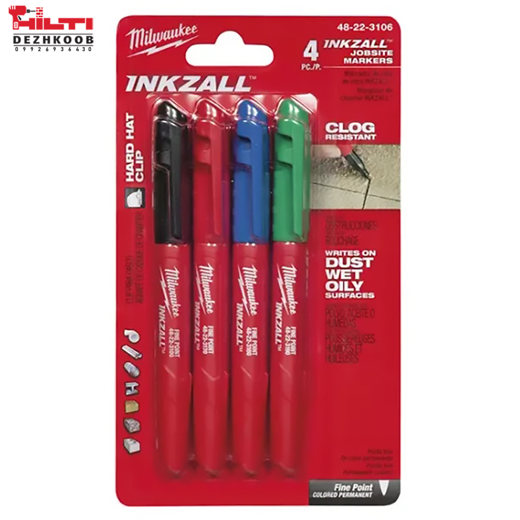 ست 4 عددی ماژیک صنعتی رنگی INKZALL میلواکی مدل 48223106