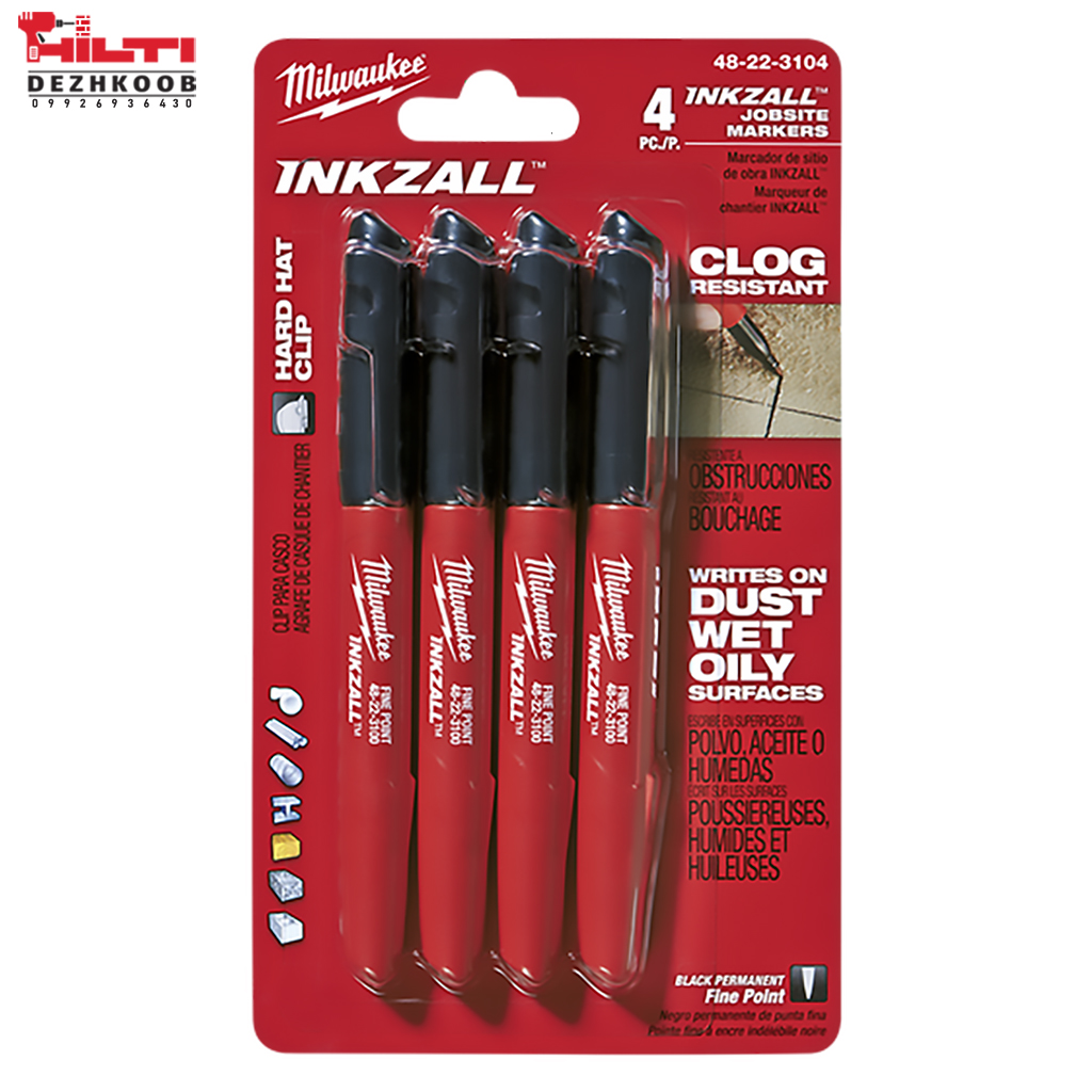 ست 4 عددی ماژیک صنعتی مشکی INKZALL میلواکی مدل 48223104