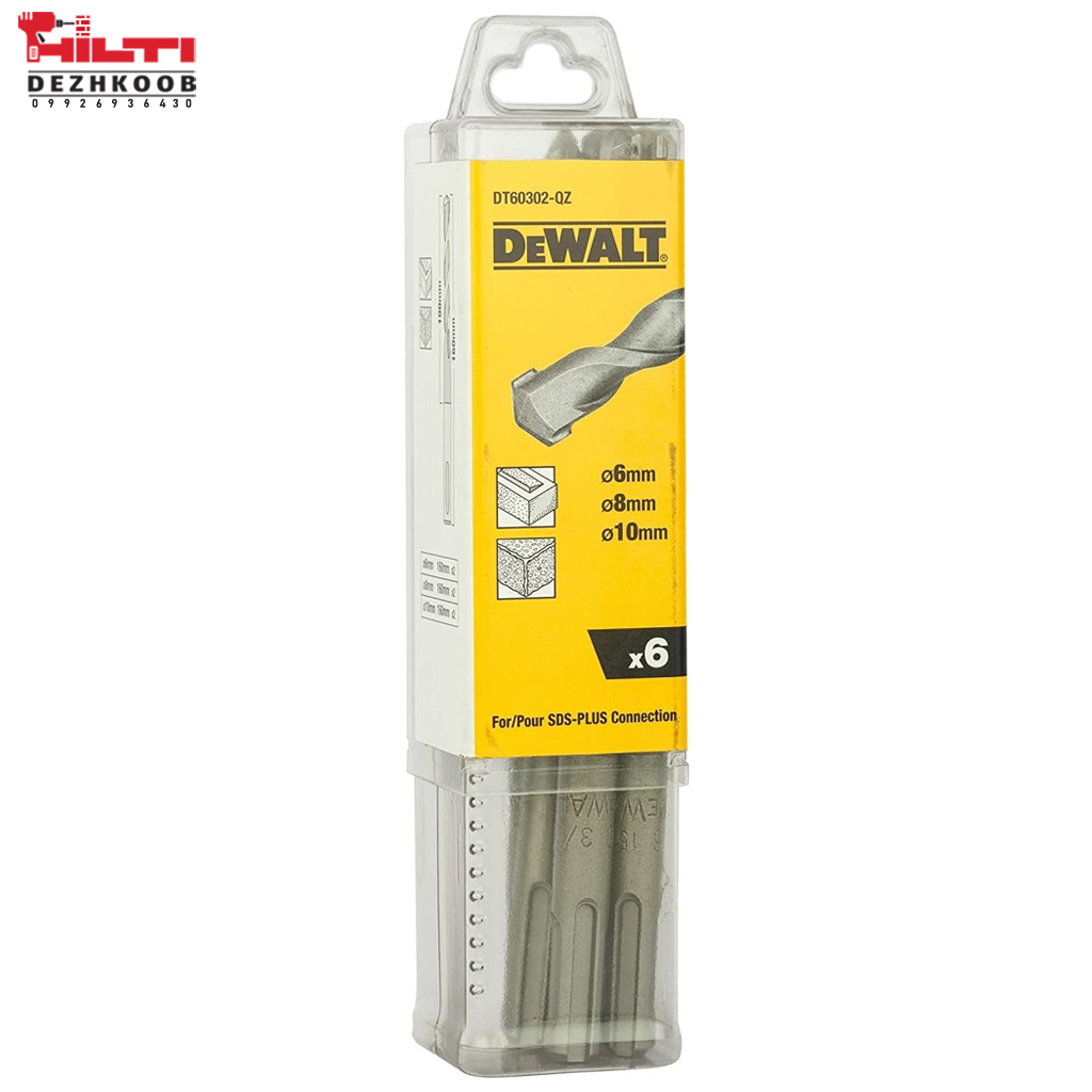 ست ۶ عددی مته چهار شیار ۲ الماسه طول ۱۶ سانت دیوالت مدل DT60302-QZ